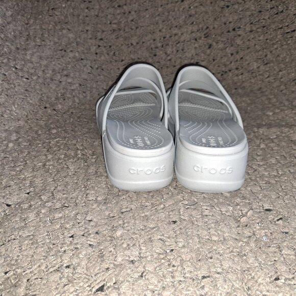 CROCS-Monterey Grey DUAL COMFORT Strappy Wedge Sandals/Slides-Size 10-NWOB - Picture 6 of 8